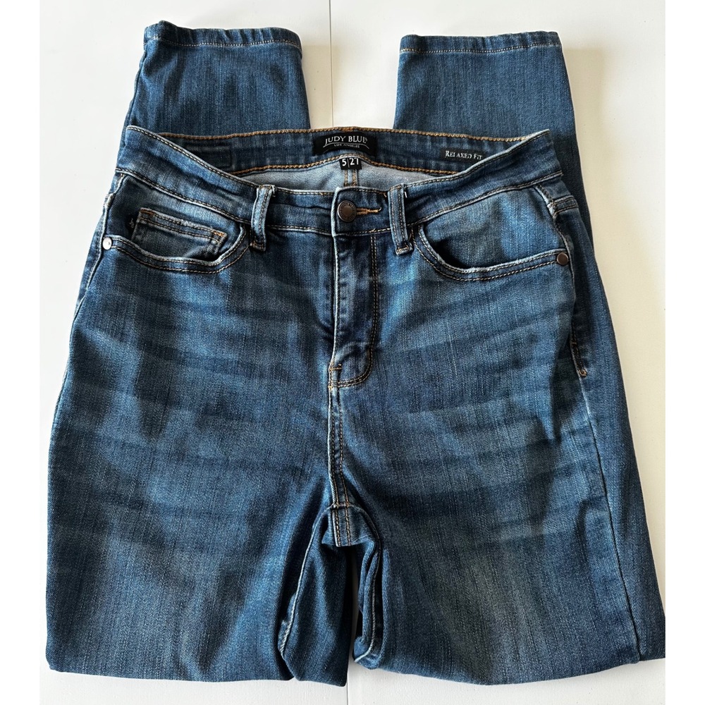 Judy Blue Relaxed Fit High Rise Dark Wash Stretch Jeans JB82325DK Size 5 27